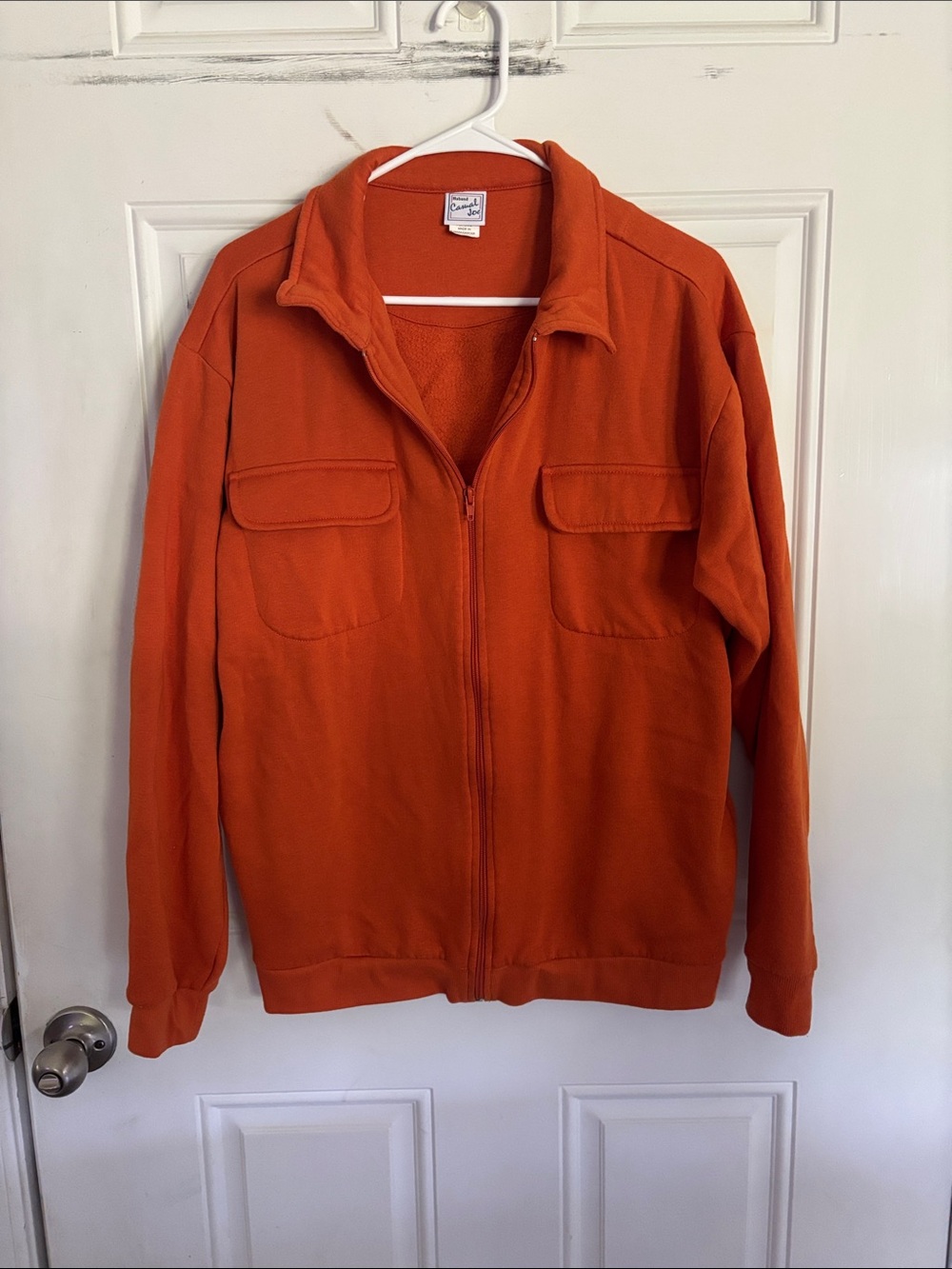 Haband Orange Full-Zip Men's Jacket with Chest Flap Pockets